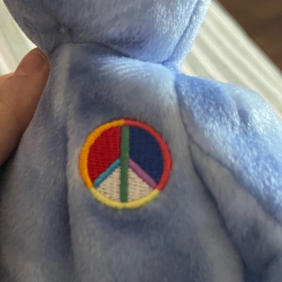 NWT Ty Beanie Babies Blue Peace Bear - Picture 2 of 6